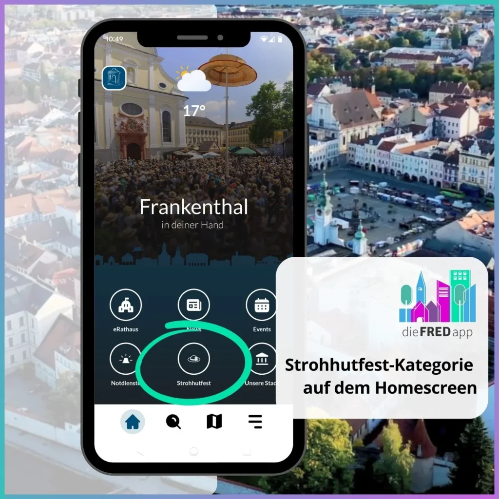 Kategorie "Strohhutfest" erscheint auf dem Homescreen. Das Hintergrundbild wurde für das Fest angepasst. 